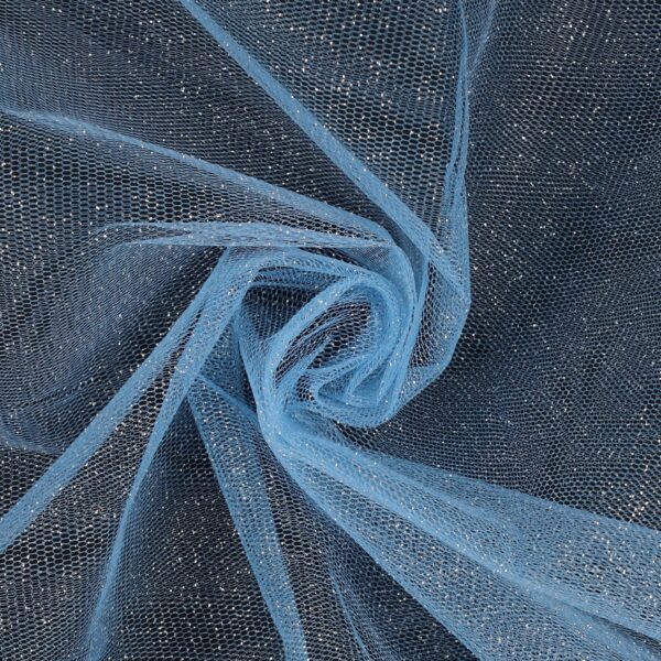 Tessuto Tulle Glitter al Metro - Azzurro