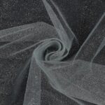 Tessuto Tulle Glitter al Metro - Grigio