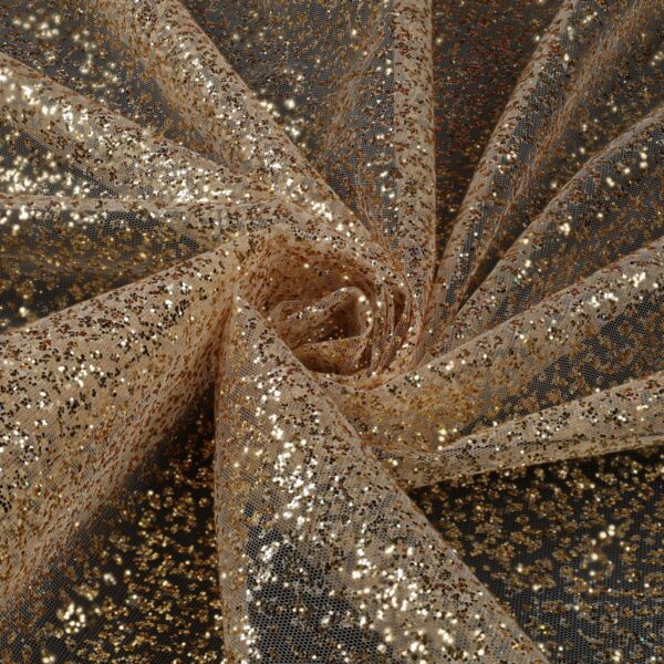 Tulle Glitter Diamante - Panna Glitter Oro - Mezzo Metro