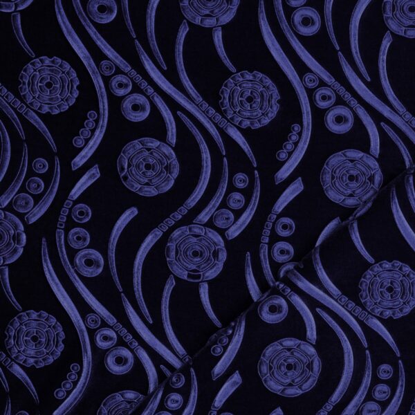Velluto Monoelastico Imprimé Cerchio - Blu Navy