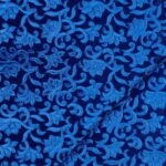 Velluto Monoelastico Imprimé Fiore - Blu Royal