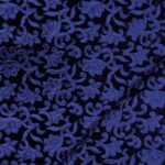 Velluto Monoelastico Imprimé Fiore - Blu Navy