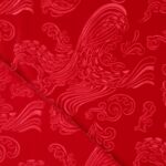 Velluto Monoelastico Imprimé Foglia - Rosso