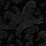 Velluto Monoelastico Imprimé Foglia - Nero