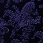 Velluto Monoelastico Imprimé Foglia - Blu Navy
