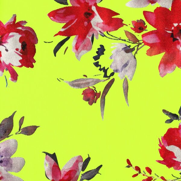 Lycra Fantasia Floreale - al Metro - Disegno 20.002 - Colore Giallo Fluo - Fantasia Placcata