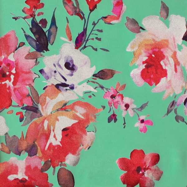 Lycra Fantasia Floreale - al Metro - Disegno 20.002 - Colore Tiffany - Fantasia Placcata