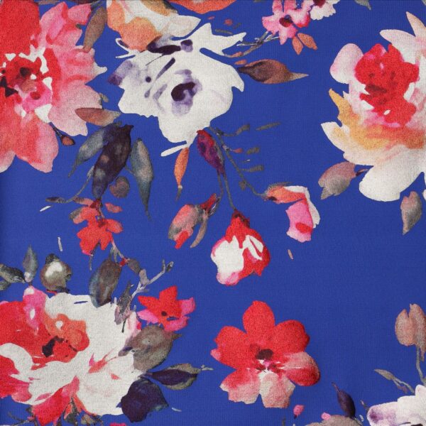 Lycra Fantasia Floreale - al Metro - Disegno 20.002 - Colore Blu Royal - Fantasia Placcata