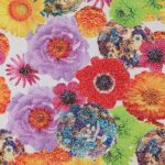 Lycra Fantasia Floreale - al Metro - Disegno 20.007 - Colore A - Glitter Argento