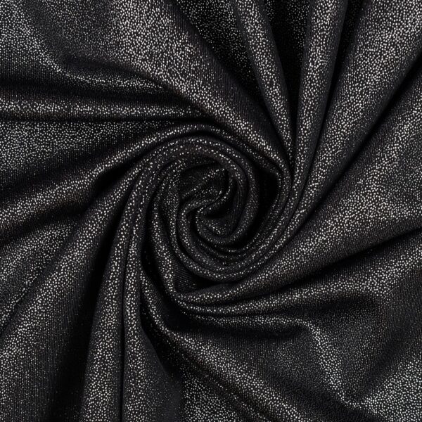 Lycra con Glitter per Abbigliamento - Nero Glitter Argento - Mezzo Metro