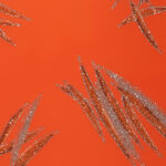 Lycra Fantasia Graffio Glitter Bicolore - Argento/Arancio - Fondo Arancio Fluo