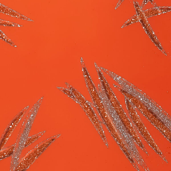 Lycra Fantasia Graffio Glitter Bicolore - Argento/Arancio - Fondo Arancio Fluo