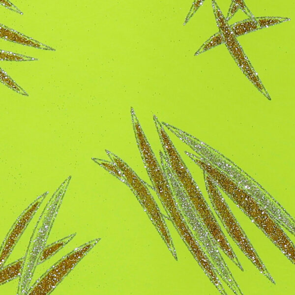 Lycra Fantasia Graffio Glitter Bicolore - Argento/Oro - Fondo Giallo Fluo