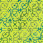 Lycra Fantasia Quadrifoglio Multi Glitter - al Metro - Giallo Fluo - Glitter Turchese / Nero