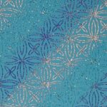 Lycra Fantasia Quadrifoglio Multi Glitter - al Metro - Turchese - Glitter Argento / Azzurro / Blu