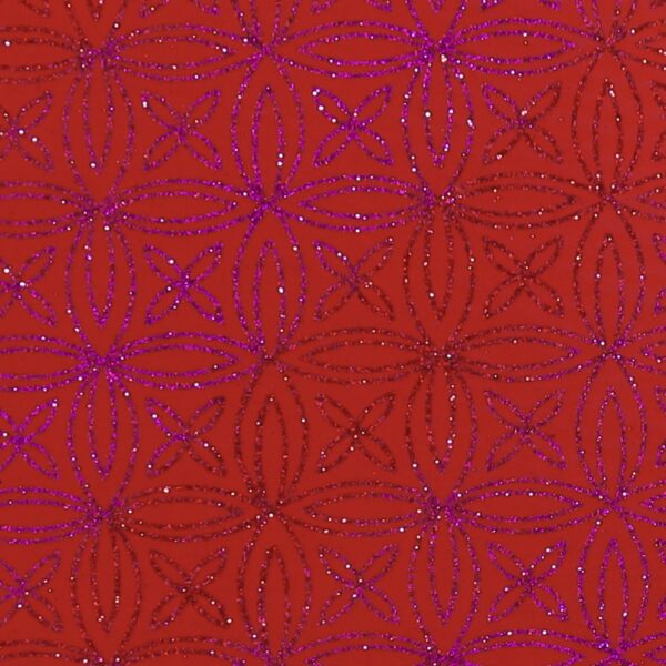 Lycra Fantasia Quadrifoglio Multi Glitter - al Metro - Rosso - Glitter Rosso / Viola