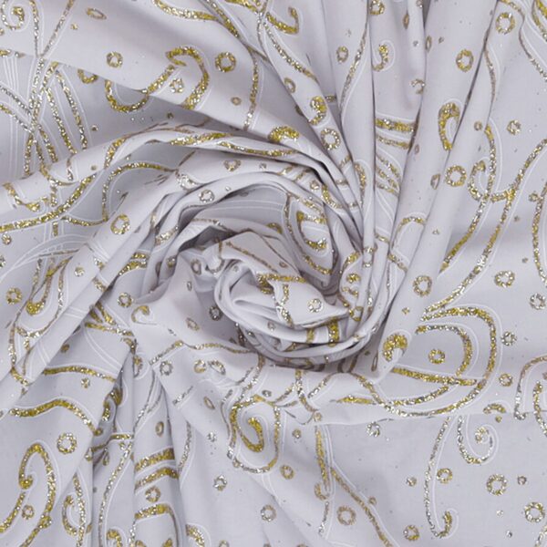 Lycra Fantasia Scarabeo Glitter Bianco Oro