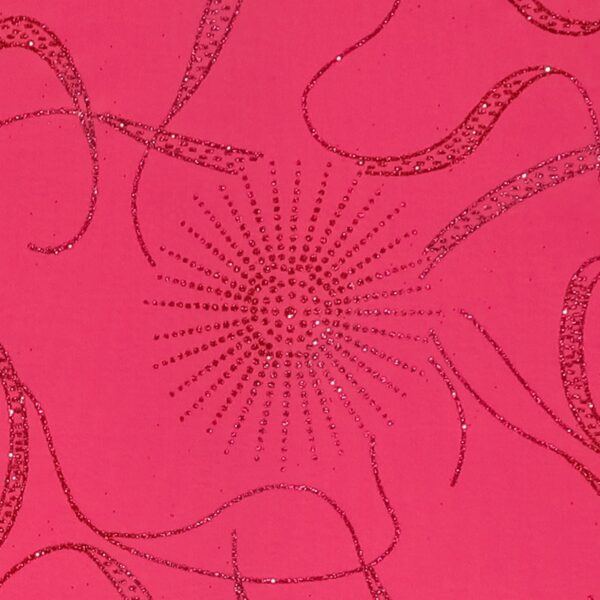 Lycra Fantasia Soledad Glitter Bicolore - Rosso / Argento - Fondo Fucsia Fluo