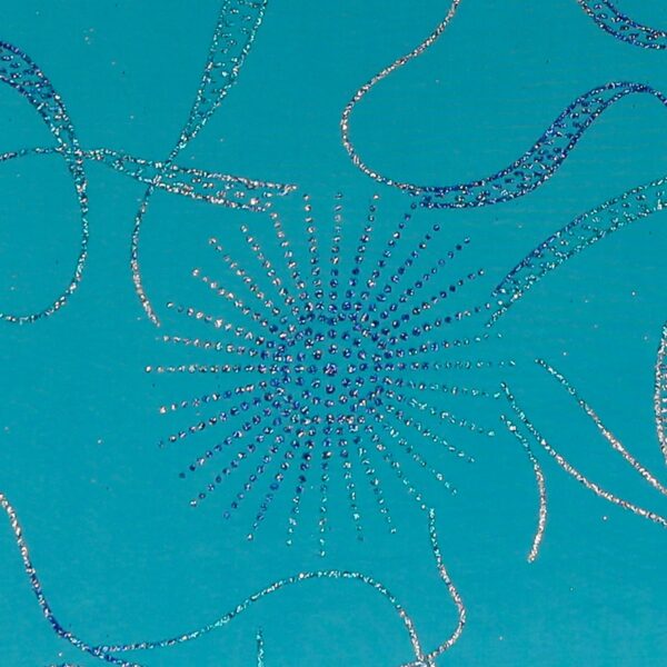 Lycra Fantasia Soledad Glitter Bicolore - Argento / Azzurro - Fondo Turchese