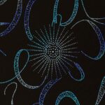 Lycra Fantasia Soledad Glitter Bicolore - Turchese / Blu / Argento - Fondo Nero