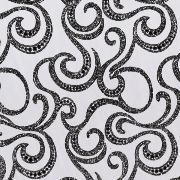Lycra Fantasia Fasci Glitter - Disegno 1 - al Metro - Bianco Glitter Argento