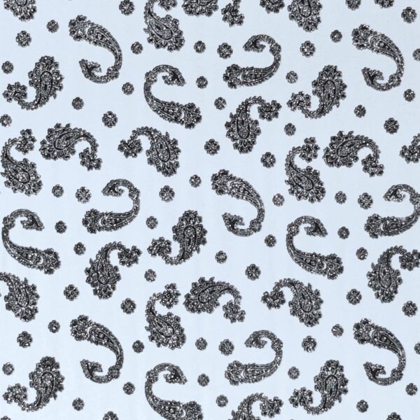 Lycra Fantasia Cashmere Glitter - Disegno 2 - al Metro - Bianco Glitter Argento