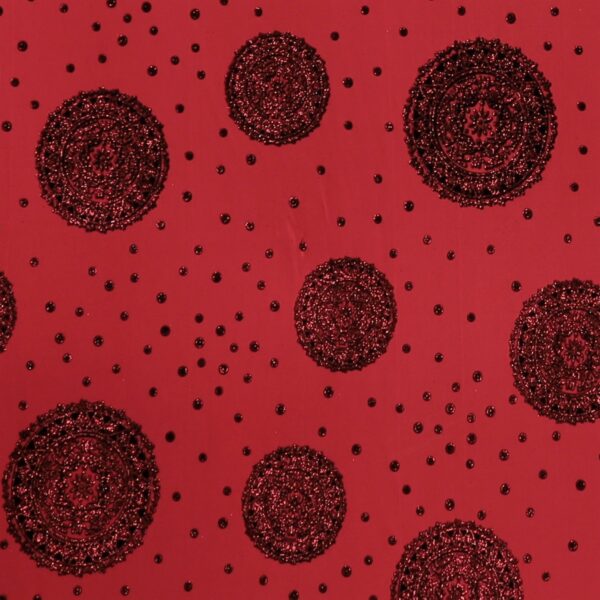 Lycra Fantasia Esfera Glitter - Disegno 3 - al Metro - Rosso Glitter Rosso