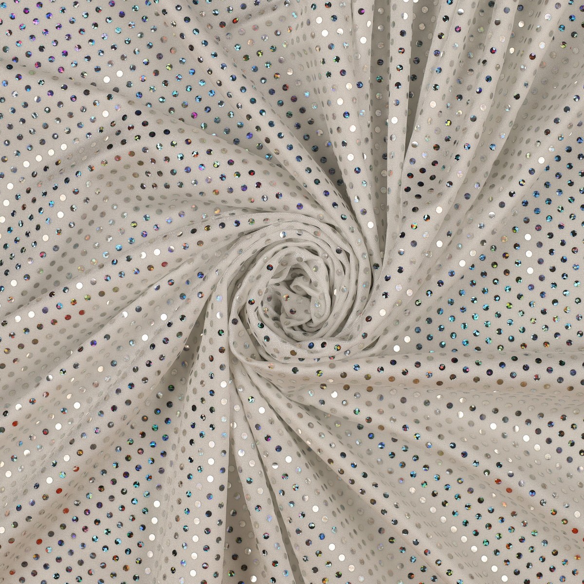 Lycra Fantasia Lux Bianco Paillettes Argento