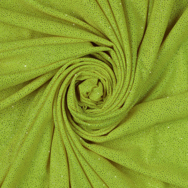 Lycra Fantasia Polvere di Stelle - al Metro - Giallo Fluo Glitter Oro