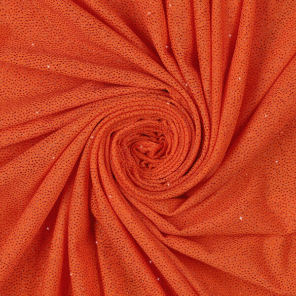 Lycra Fantasia Polvere di Stelle - al Metro - Arancio Fluo Glitter Arancio