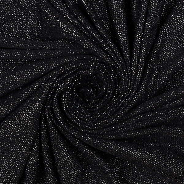 Lycra Fantasia Polvere di Stelle - al Metro - Nero Glitter Argento
