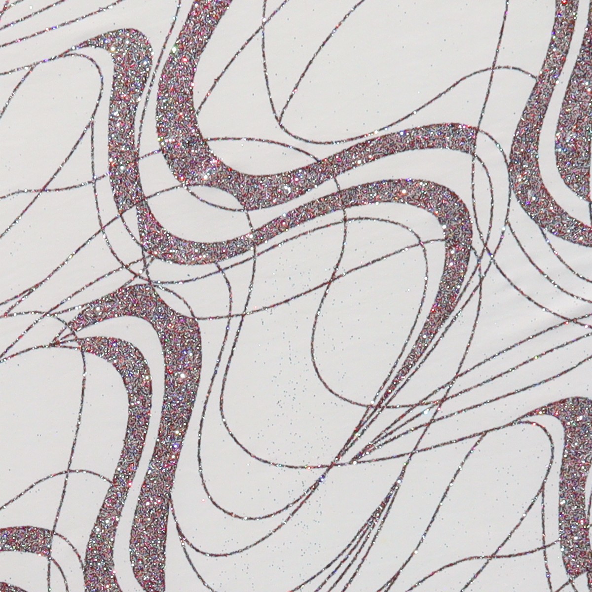 Lycra Fantasia Vortice Multi Glitter Bianco