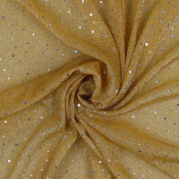 Tessuto Maglina Lurex con Paillettes Big & Small Madreperla - Oro - Mezzo Metro