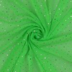 Tessuto Maglina Lurex con Paillettes Big & Small Madreperla - Verde Fluo - Mezzo Metro