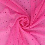 Tessuto Maglina Lurex con Paillettes Big & Small Multicolor - Fucsia Fluo - Mezzo Metro