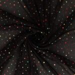 Tessuto Maglina Lurex con Paillettes Big & Small Multicolor - Nero - Mezzo Metro