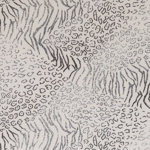 Lycra Fantasia Animalier Multi Glitter- al Metro - Bianco Glitter Argento / Nero