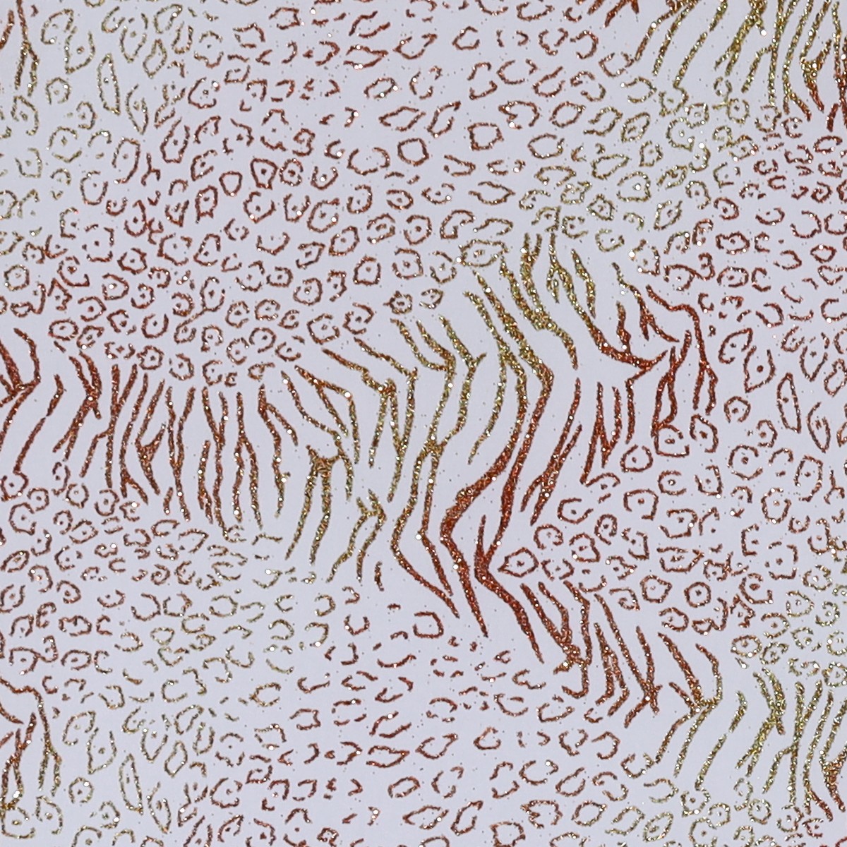 Lycra Fantasia Animalier Multi Glitter Bianco Glitter Oro / Bronzo