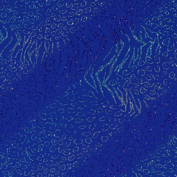 Lycra Fantasia Animalier Multi Glitter- al Metro - Blu Royal Glitter Argento / Blu / Azzurro