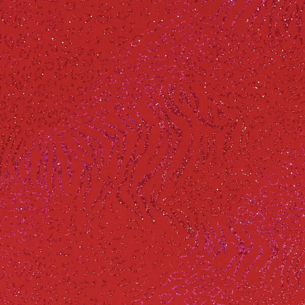 Lycra Fantasia Animalier Multi Glitter- al Metro - Rosso Glitter Fucsia / Rosso
