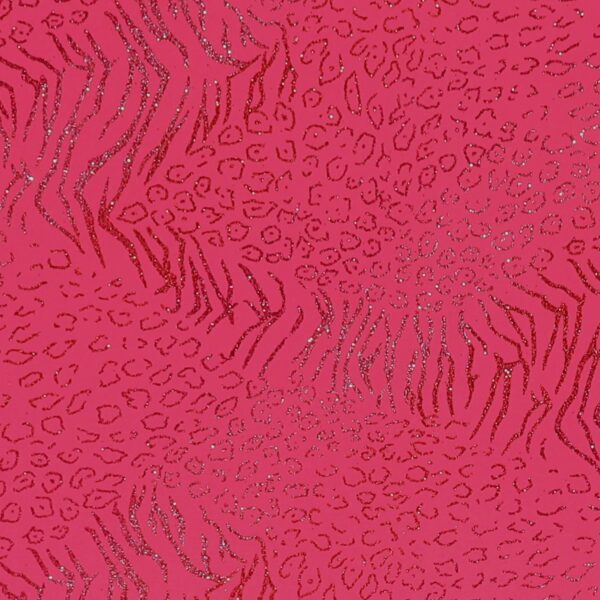 Lycra Fantasia Animalier Multi Glitter- al Metro - Fucsia Fluo Glitter Argento / Rosso