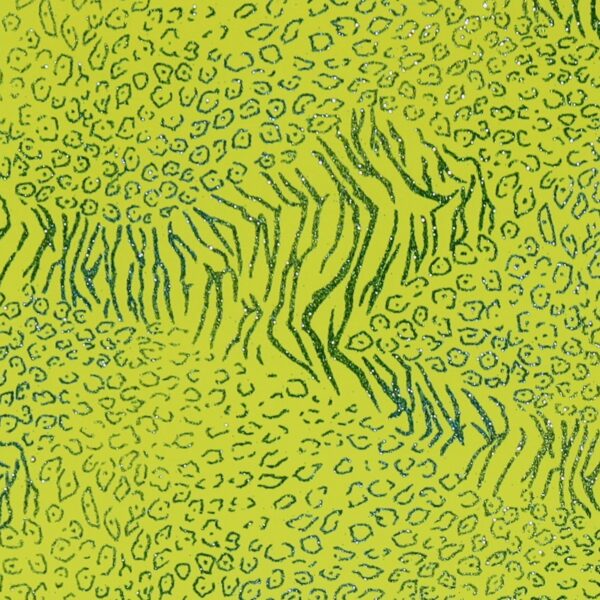 Lycra Fantasia Animalier Multi Glitter- al Metro - Giallo Fluo Glitter Smeraldo