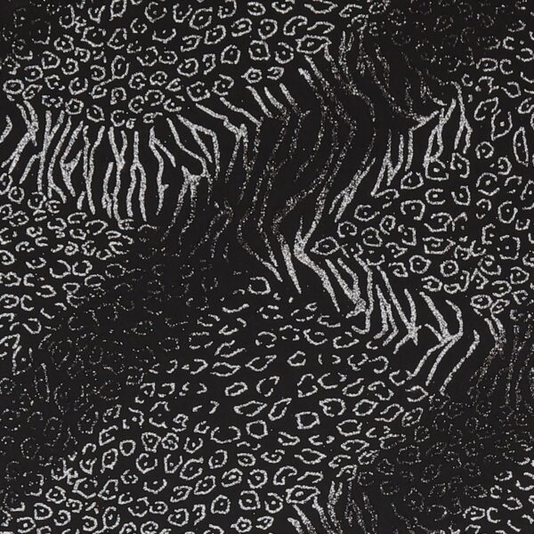 Lycra Fantasia Animalier Multi Glitter- al Metro - Nero Glitter Argento