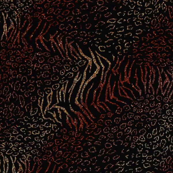 Lycra Fantasia Animalier Multi Glitter- al Metro - Nero Glitter Oro / Bronzo