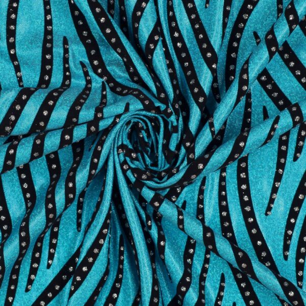 Lycra Fantasia Floccato Fasci Glitter - al Metro - Turchese