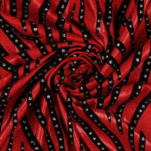 Lycra Fantasia Floccato Fasci Glitter - al Metro - Rosso