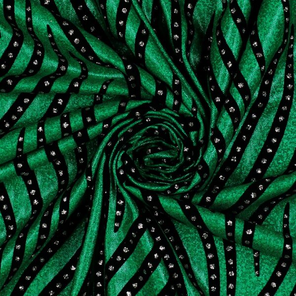 Lycra Fantasia Floccato Fasci Glitter - al Metro - Verde