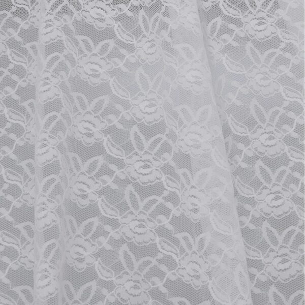 Tessuto Pizzo (Merletto) Floreale - 4332 - al Metro - Bianco