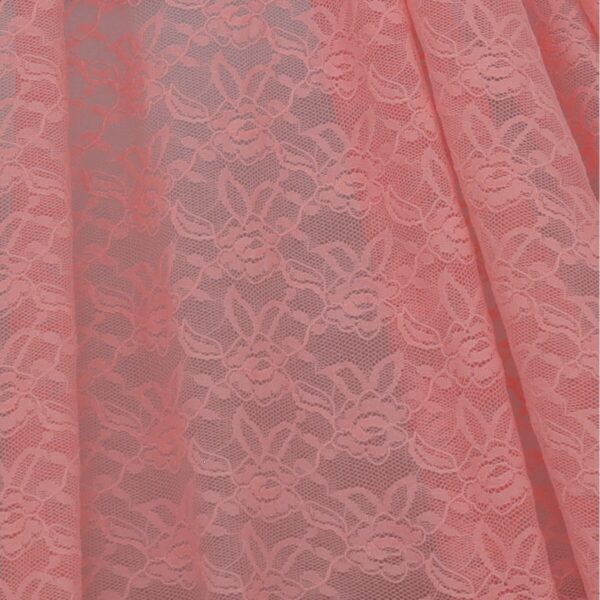 Tessuto Pizzo (Merletto) Floreale - 4332 - al Metro - Rosa