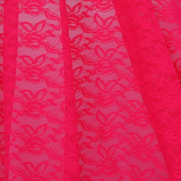 Tessuto Pizzo (Merletto) Floreale - 4332 - al Metro - Fucsia